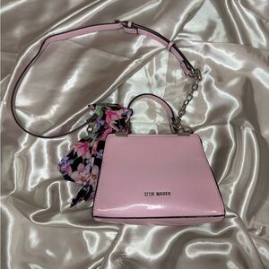 Steve Madden Light Pink Crossbody Bag with Floral Scarf